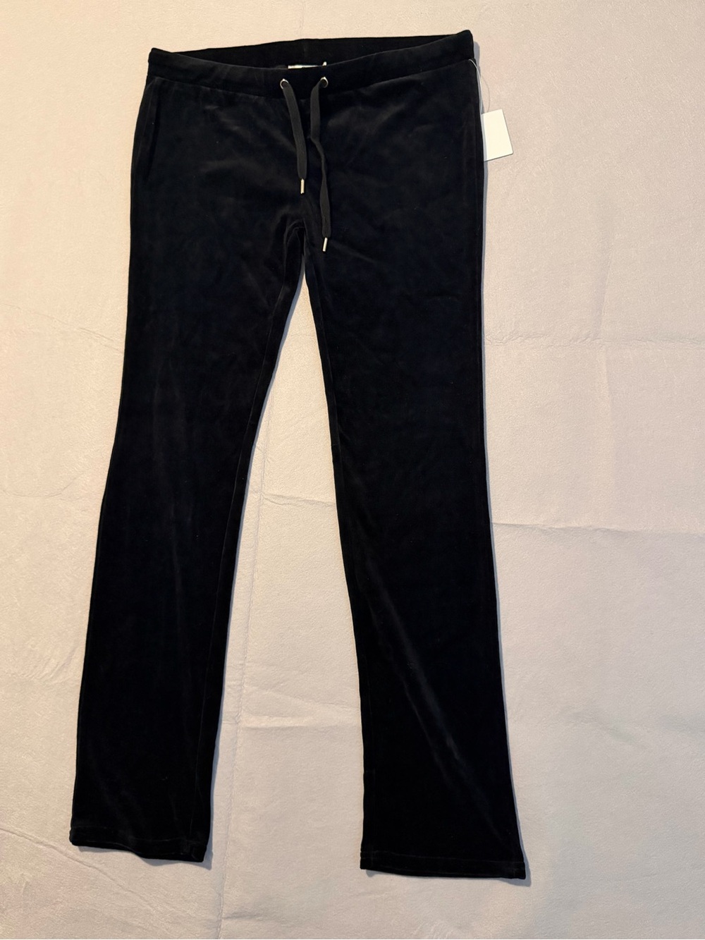 NWT Uniquism Womens Black Velour Track Pant Size XL Pull On Drawstring Y2K Style